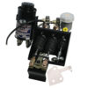 An air suspension compressor kit with a black motor, reservoir, pressure gauges, wiring, and mounting bracket, designed for vehicle suspension systems.
